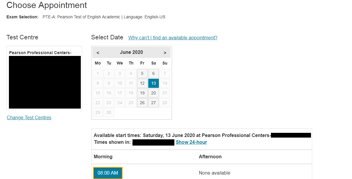 PTE Registration Step 4