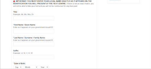 PTE Registration Step 2